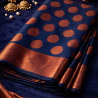 Royal Navy Blue  Silk Saree with Zari Weaving