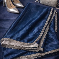 Royal Blue Satin Silk Designer Saree with Lace Border