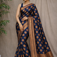 Royal Navy Blue  Silk Saree with Zari Weaving